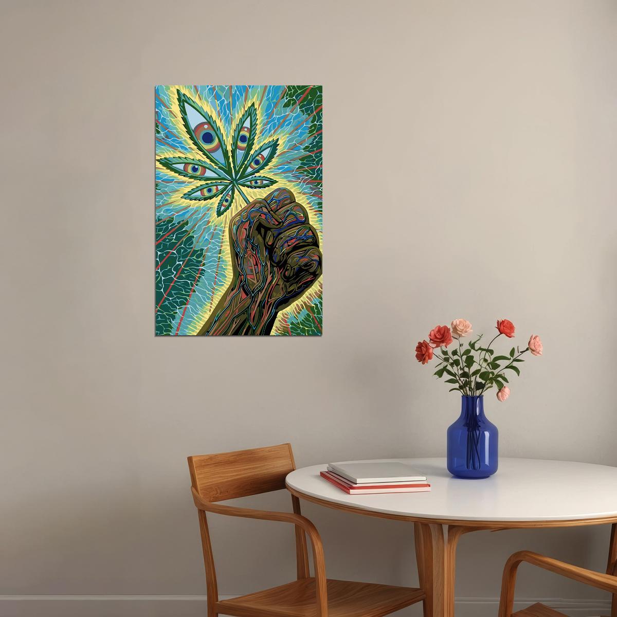 Marijuana Theme Pyschedelic Leaf Artwork Poster Wall Art Print Home Wall Decor