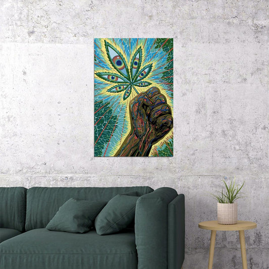 Marijuana Theme Pyschedelic Leaf Artwork Poster Wall Art Print Home Wall Decor