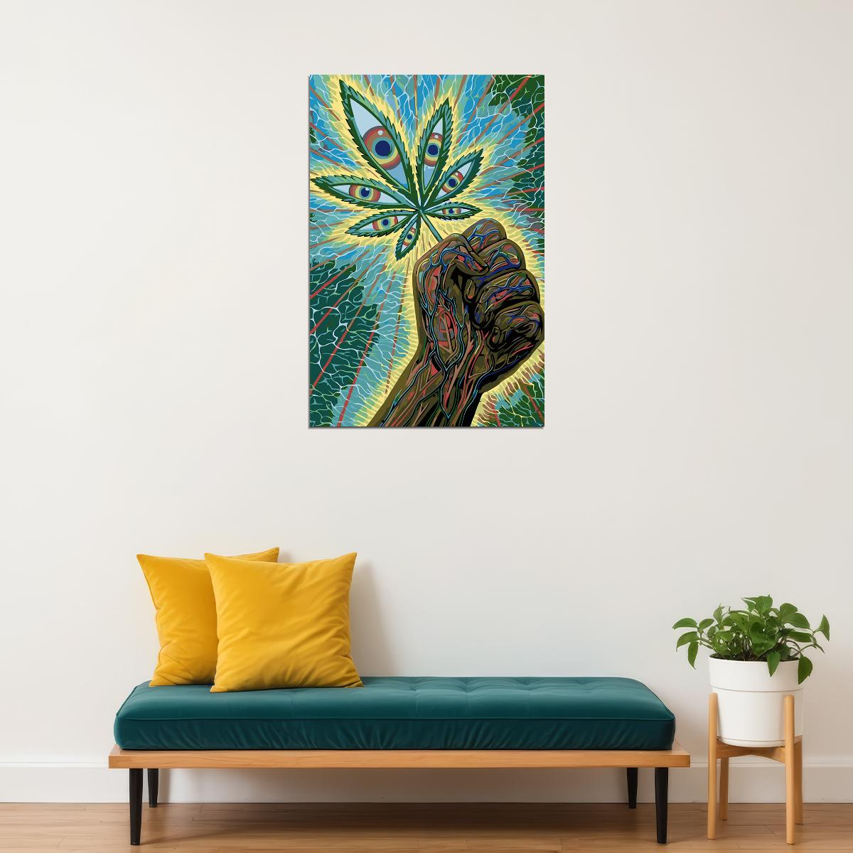 Marijuana Theme Pyschedelic Leaf Artwork Poster Wall Art Print Home Wall Decor