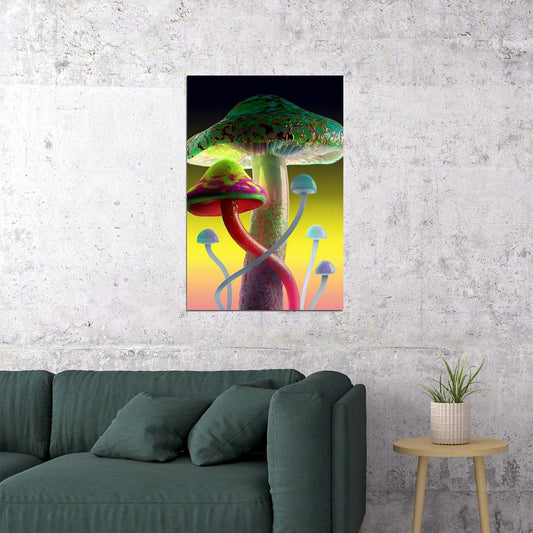 Marijuana Theme Shrooming Mushrooms Poster Wall Art Print Home Wall Decor