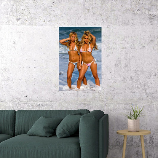 Sexy Female Model Barbie Twins Bikini Poster Wall Art Print Home Wall Decor