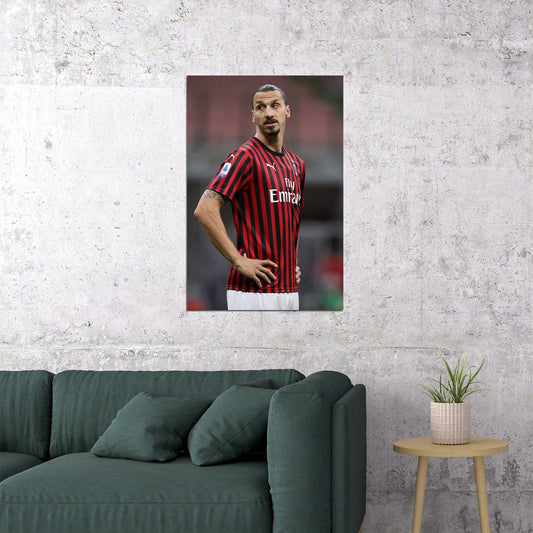 Zlatan Ibrahimovic Swedish Milan Striker Football Poster Wall Art Print Home Wall Decor