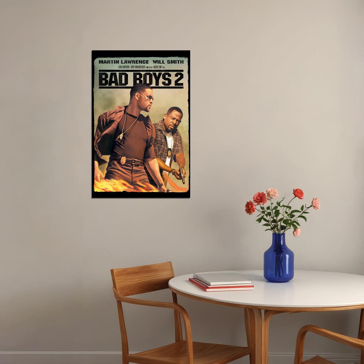 Bad Boys 2 Will Smith Fight Adventure Movie Poster Wall Art Print Home Wall Decor