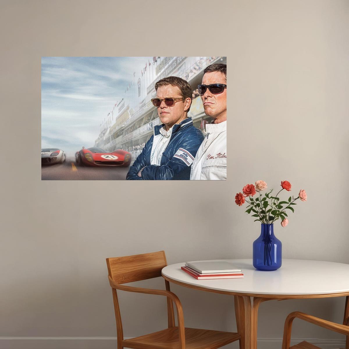 Ford V Ferrari Matt Damon Christian Bale Race Movie Poster Wall Art Print Home Wall Decor