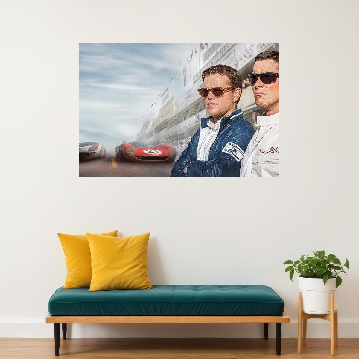Ford V Ferrari Matt Damon Christian Bale Race Movie Poster Wall Art Print Home Wall Decor