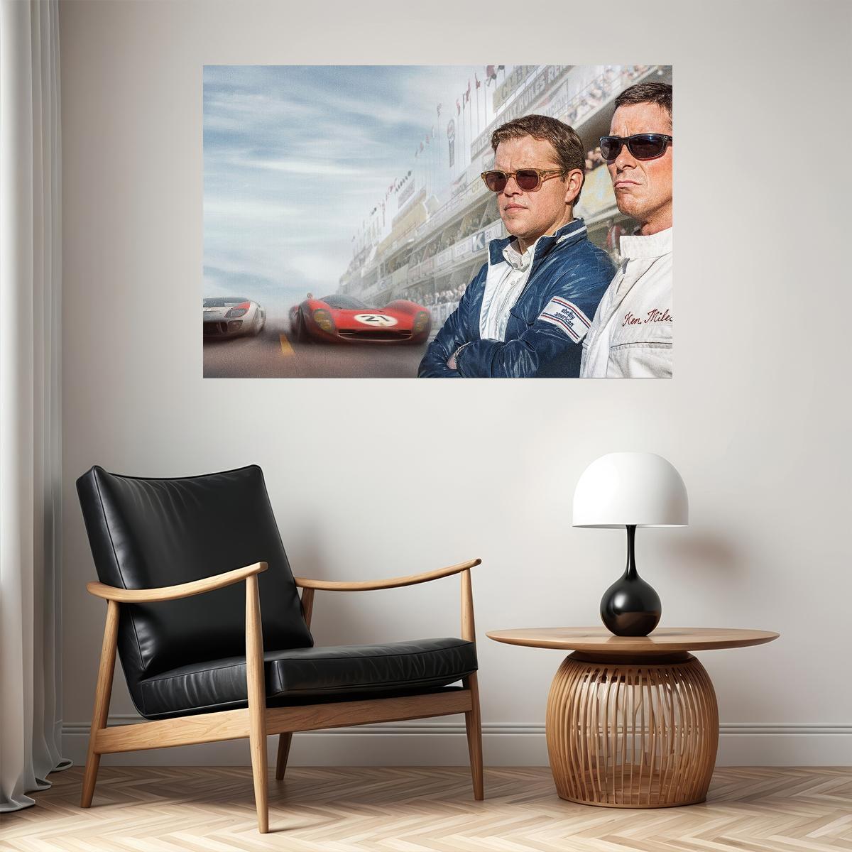 Ford V Ferrari Matt Damon Christian Bale Race Movie Poster Wall Art Print Home Wall Decor