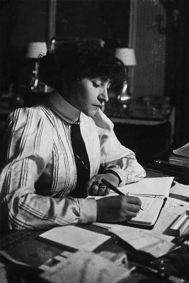 French Author Sidonie Gabrielle Colette With Cat Poster Wall Art Print Home Wall Decor