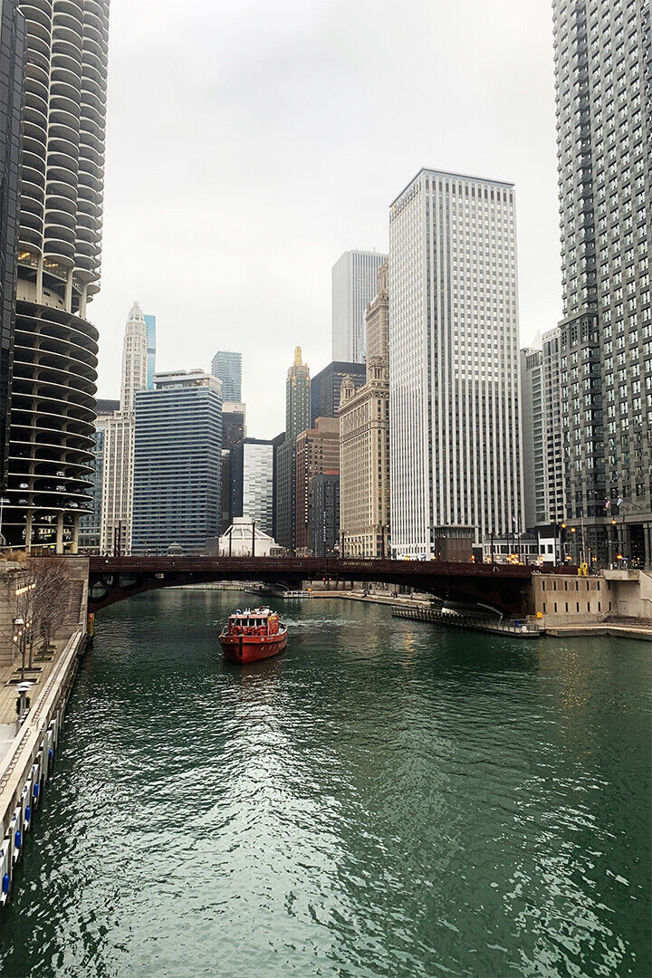Tour Boats On Chicago River Poster Wall Art Print Home Wall Decor