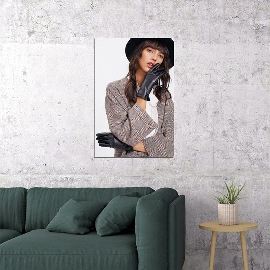 Women Modeling Hat And Gloves Fashion Poster Wall Art Print Home Wall Decor
