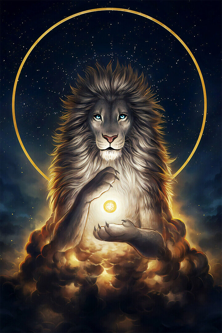 Stunning Abstract Lion Big White Cat Animal Poster Wall Art Print Home Wall Decor
