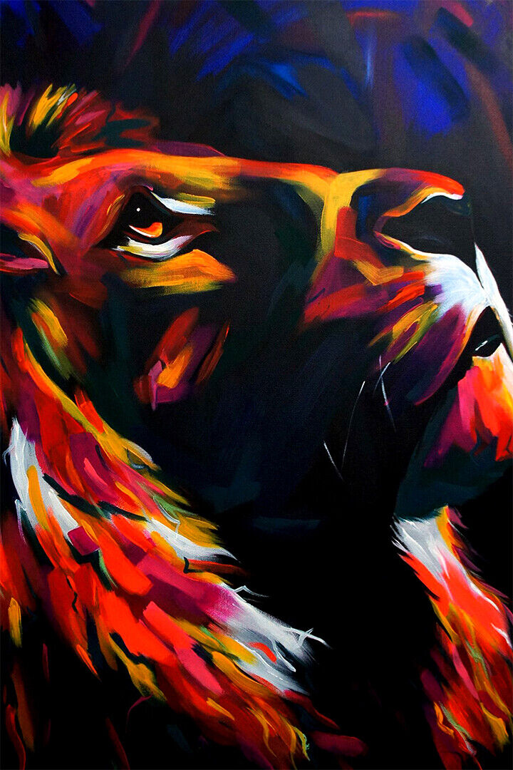Stunning Abstract Lion Animal Colour Poster Wall Art Print Home Wall Decor