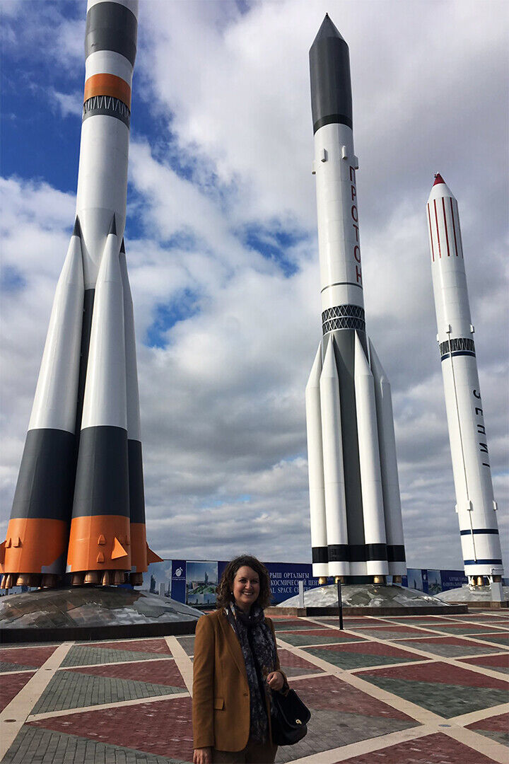 Person Posing In Front Of The Space Center Poster Wall Art Print Home Wall Decor