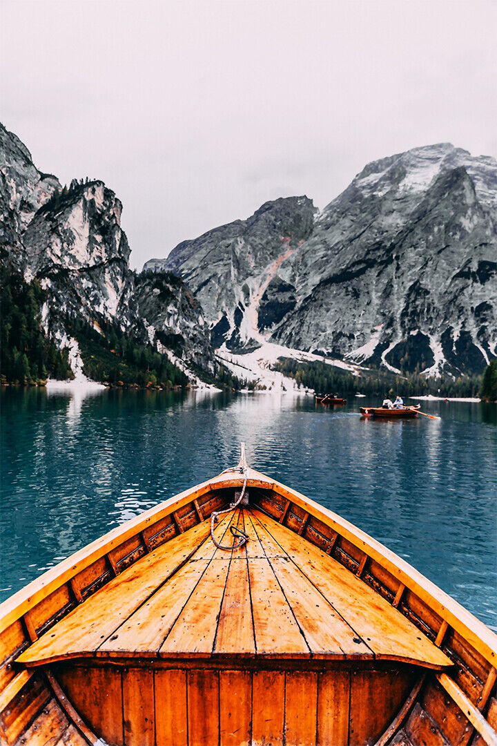 Boats In Harbor And Mountains Landscape Poster Wall Art Print Home Wall Decor