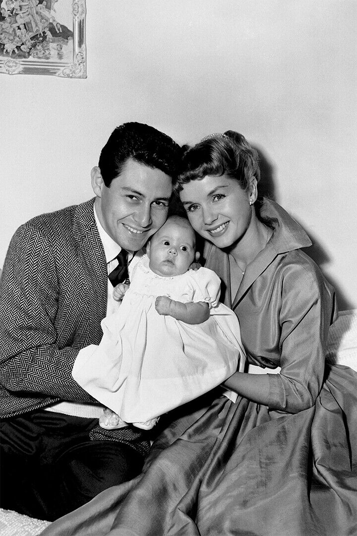 Debbie Reynolds And Husband Holding Their Children Poster Wall Art Print Home Wall Decor