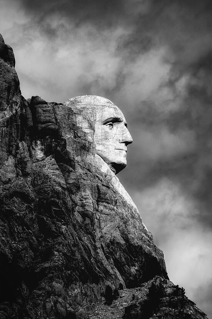 Grayscale Photo Of Mans Face Concrete Statue Poster Wall Art Print Home Wall Decor