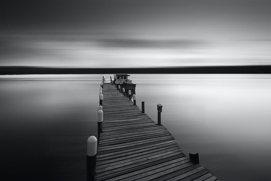 Black And White Photo Wooden Pier Over Sea Poster Wall Art Print Home Wall Decor