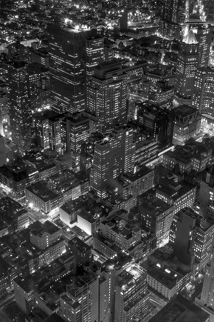 Aerial View Of City Buildings During Night Time Poster Wall Art Print Home Wall Decor