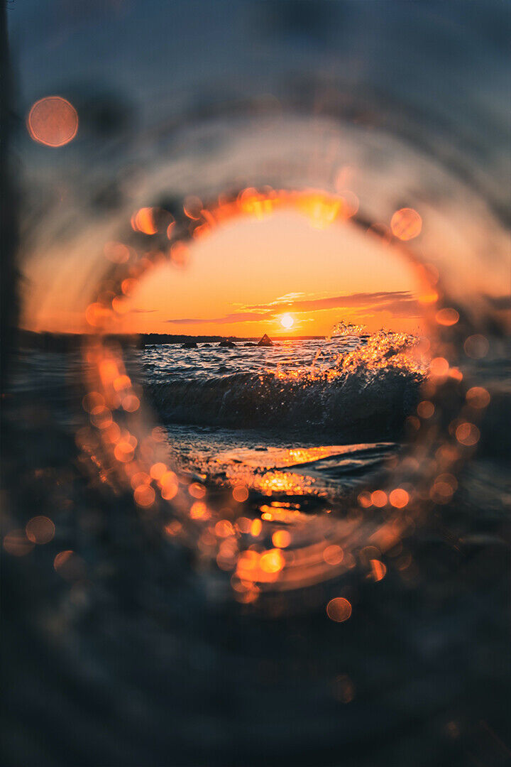 Amazing Scenery Of Waving Sea During Sundown Poster Wall Art Print Home Wall Decor