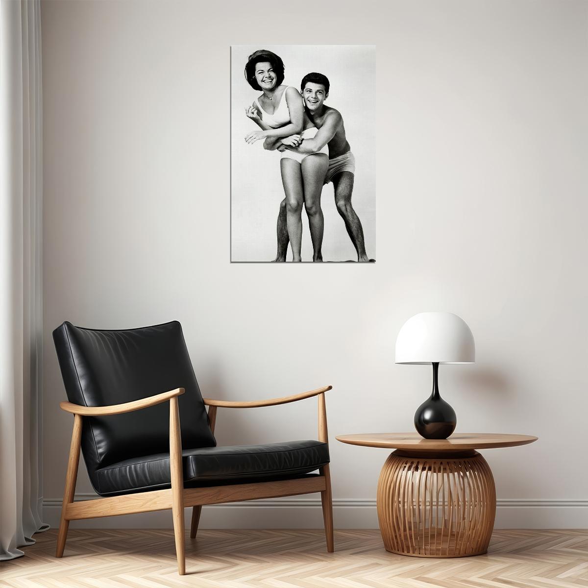Funicello And Avalon In Beach Party Movie Comedy Poster Wall Art Print Home Wall Decor