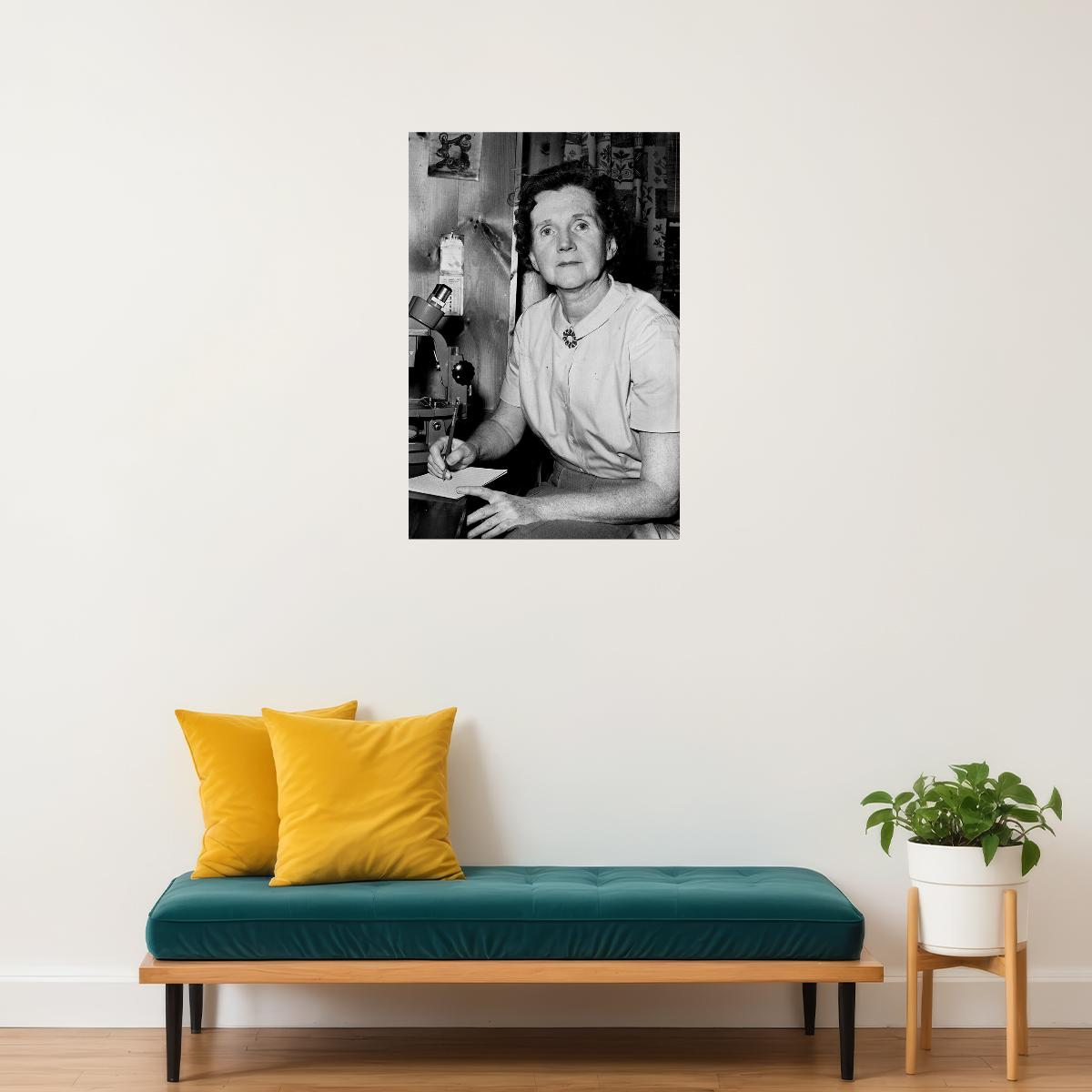 Rachel Carson Looking Through A Microscope Poster Wall Art Print Home Wall Decor