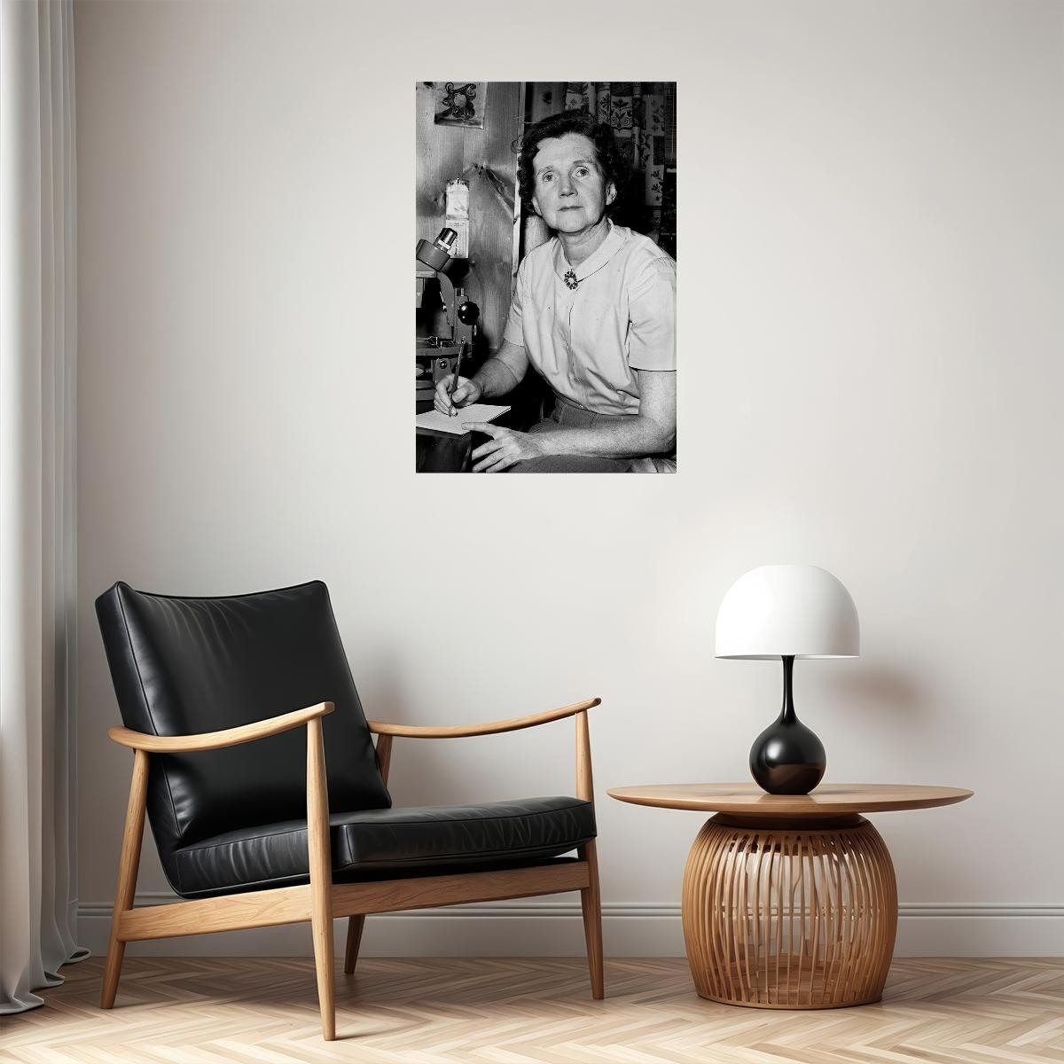 Rachel Carson Looking Through A Microscope Poster Wall Art Print Home Wall Decor