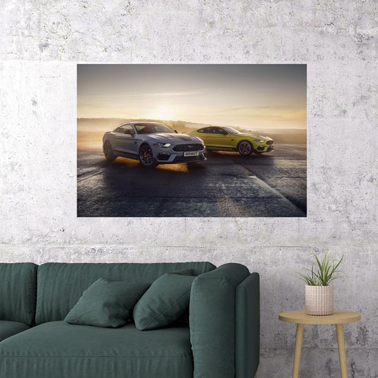 Ford Mustang Mach 1 Two Sports Sedan Cars Poster Wall Art Print Home Wall Decor