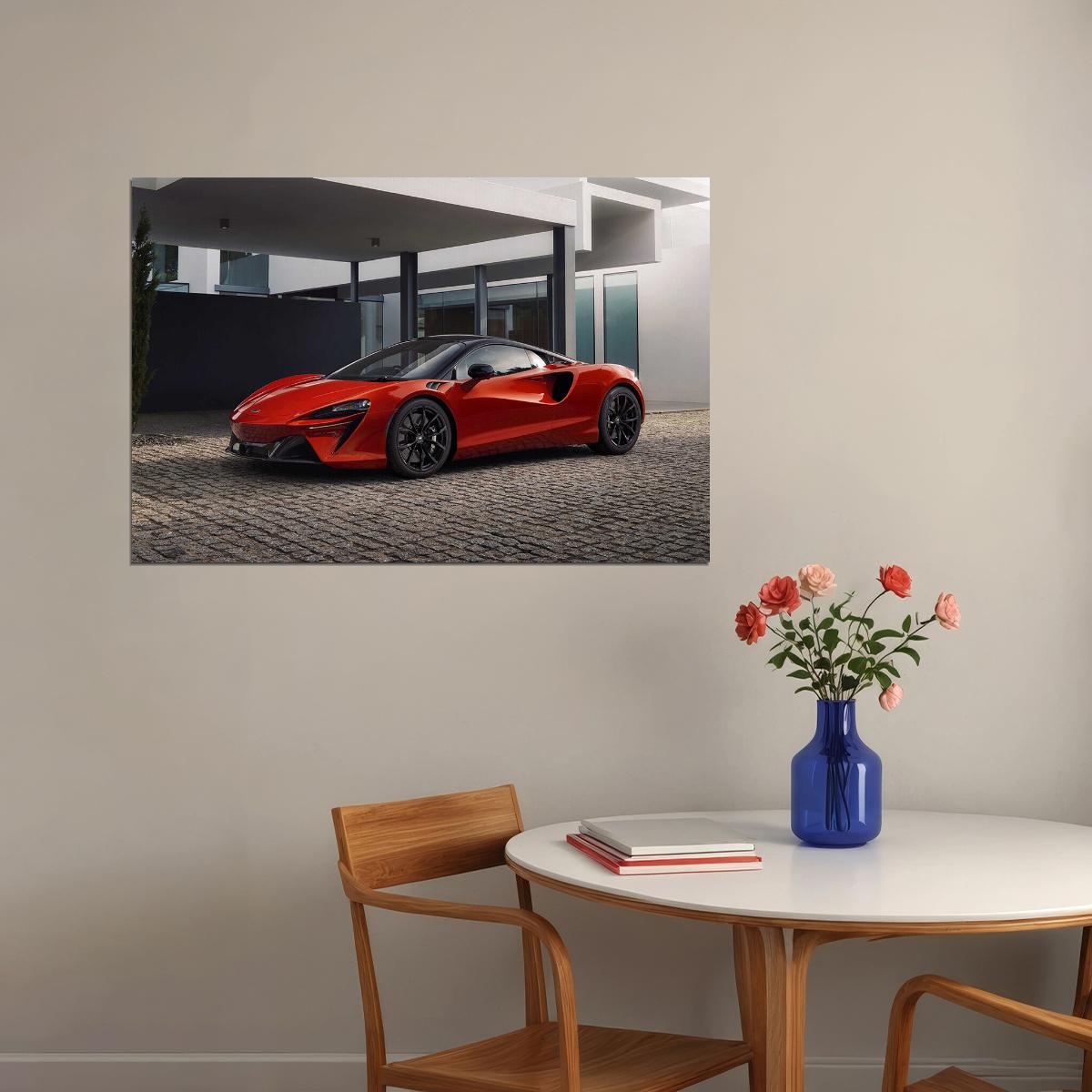 Mclaren Artura Red Sporty Model Car Poster Wall Art Print Home Wall Decor