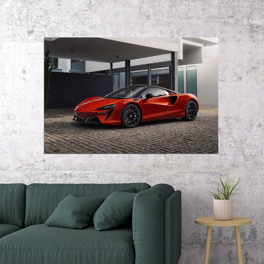 Mclaren Artura Red Sporty Model Car Poster Wall Art Print Home Wall Decor