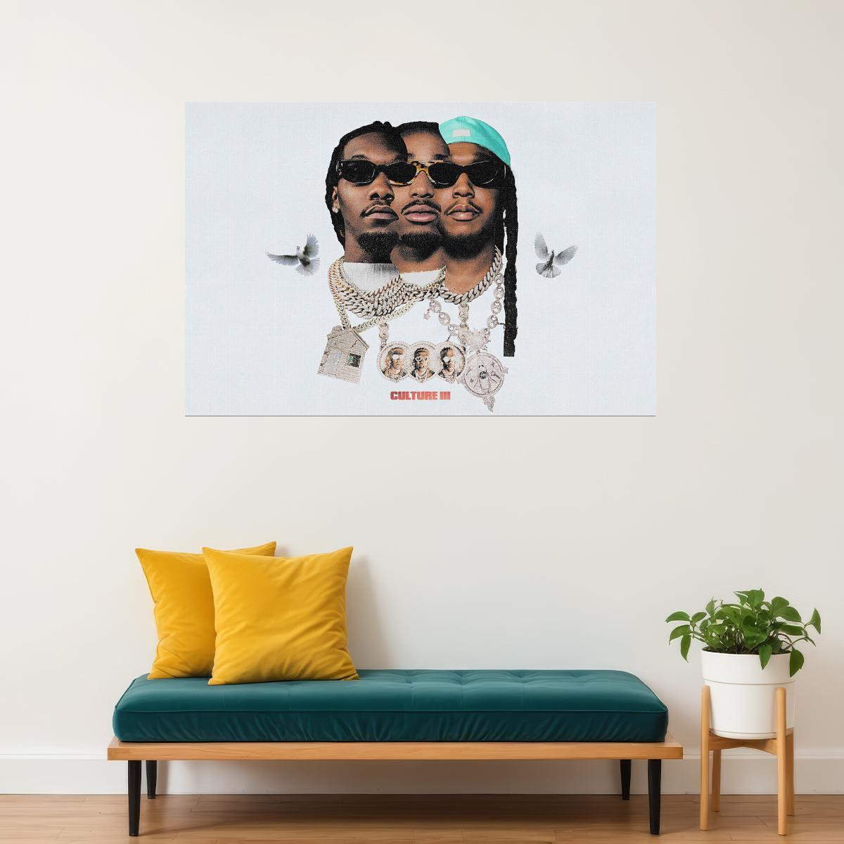 Migos Culture Fan Album Music Rap 2017 Cover Poster Wall Art Print Home Wall Decor