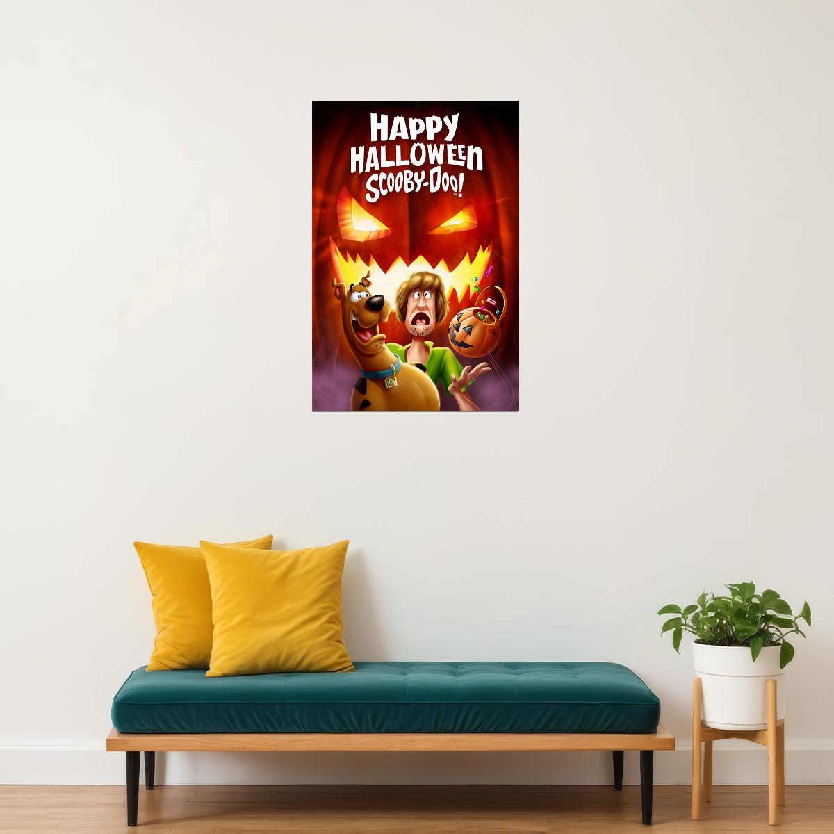 Scooby Doo Halloween Pumpkin Carving Cartoon Film Poster Wall Art Print Home Wall Decor