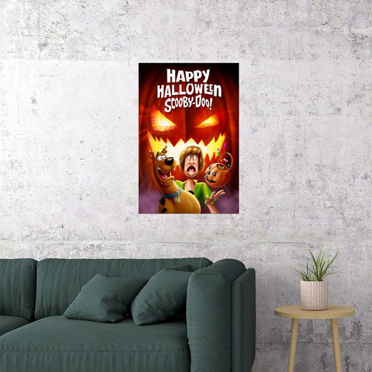 Scooby Doo Halloween Pumpkin Carving Cartoon Film Poster Wall Art Print Home Wall Decor