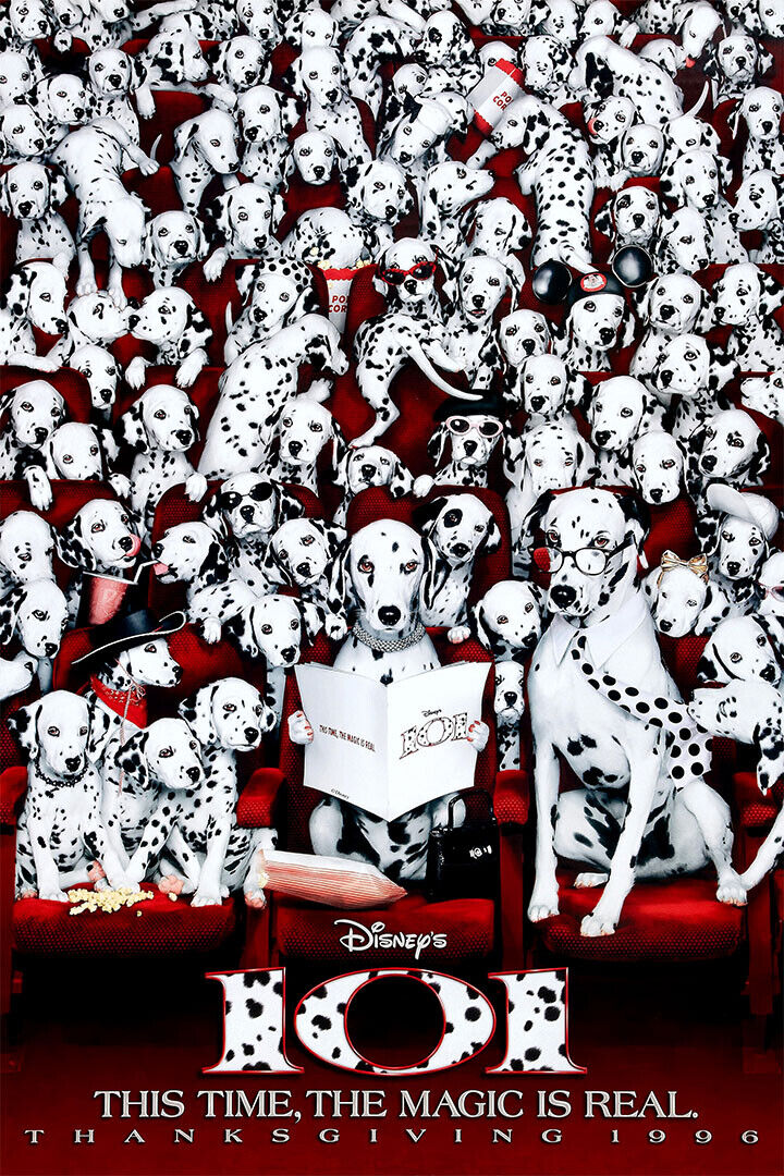 Cartoon 101 Dalmatians Puppy Dog Movie Poster Wall Art Print Home Wall Decor