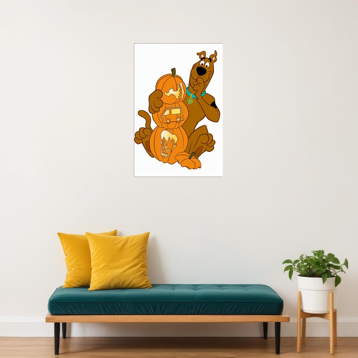 Scooby Doo Happy Halloween Pumpkin Cartoon Poster Wall Art Print Home Wall Decor