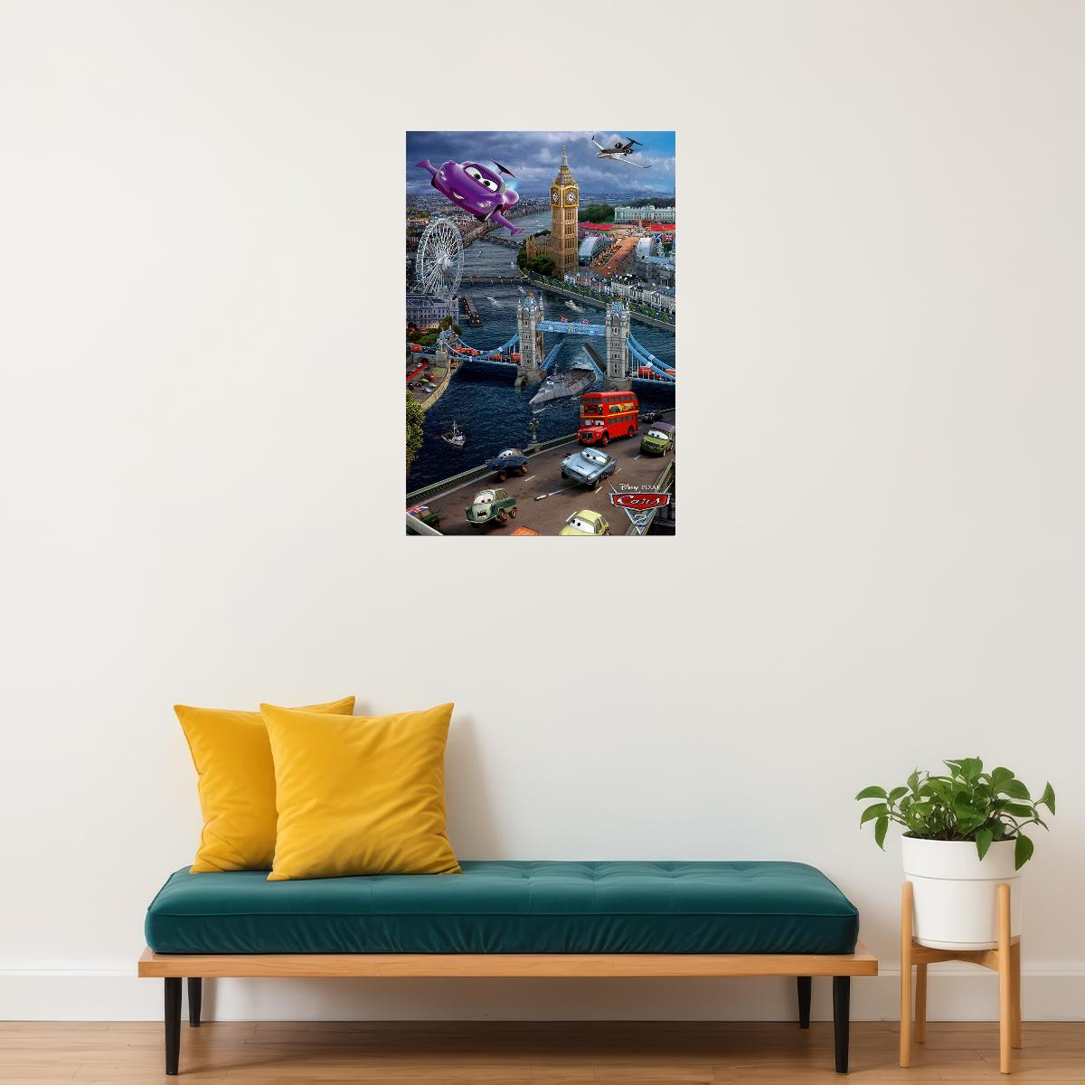 Cars 2 Car Action Movie Poster Wall Art Print Home Wall Decor