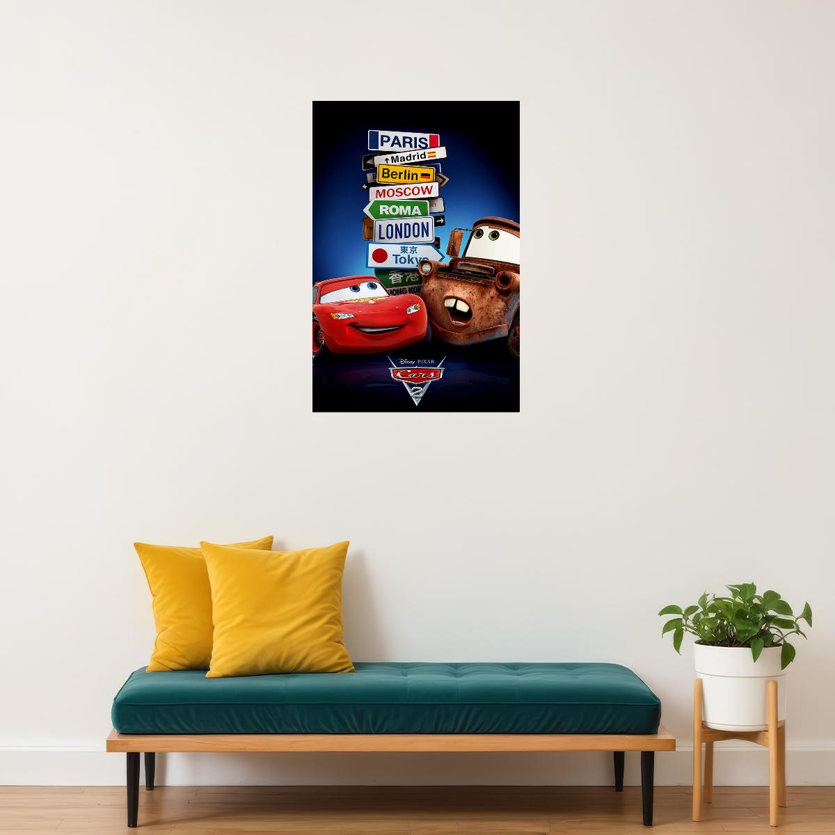 Cars 2 Car Action Movie Poster Wall Art Print Home Wall Decor