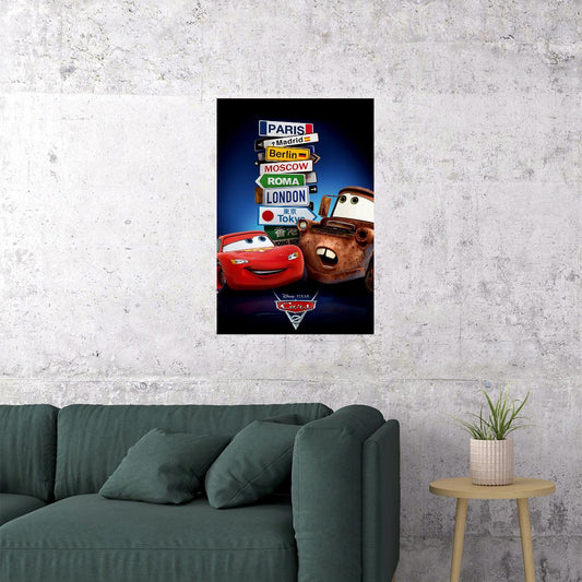 Cars 2 Car Action Movie Poster Wall Art Print Home Wall Decor