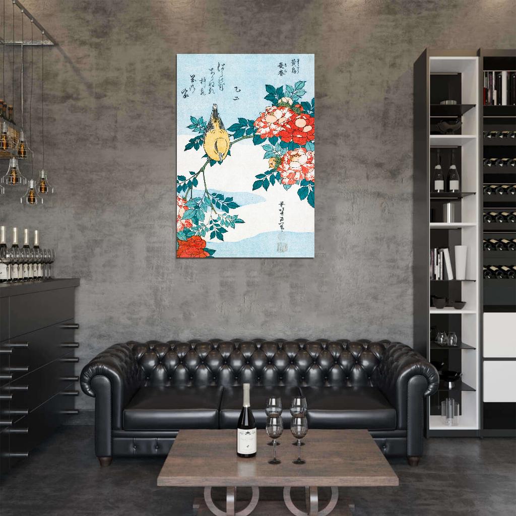 Bird and Blooming of Flowers Japanese Traditional Poster - xonomax