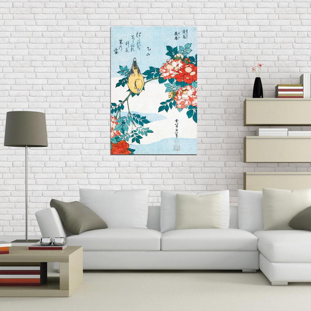 Bird and Blooming of Flowers Japanese Traditional Poster - xonomax