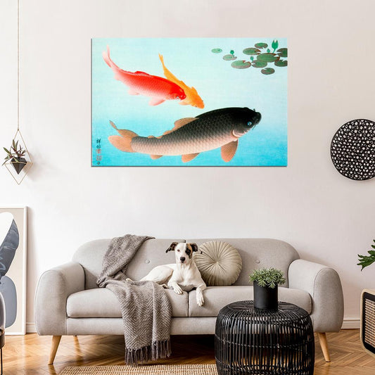 Koi Fish In The Pond Japanese Traditional Poster - xonomax