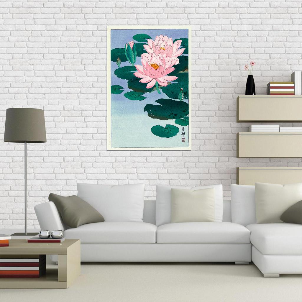 Lotus Nelumbo Flower Bloom Water Pond Japanese Traditional Poster