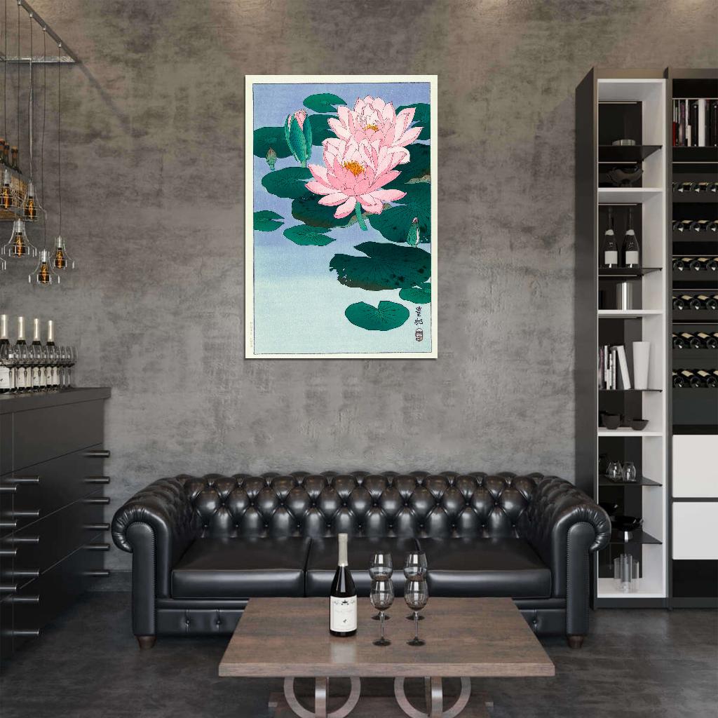 Lotus Nelumbo Flower Bloom Water Pond Japanese Traditional Poster
