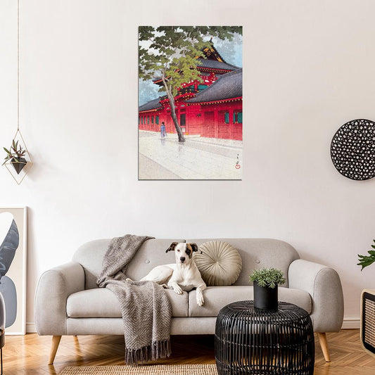 Rain Red Temple Japanese Traditional Poster - xonomax