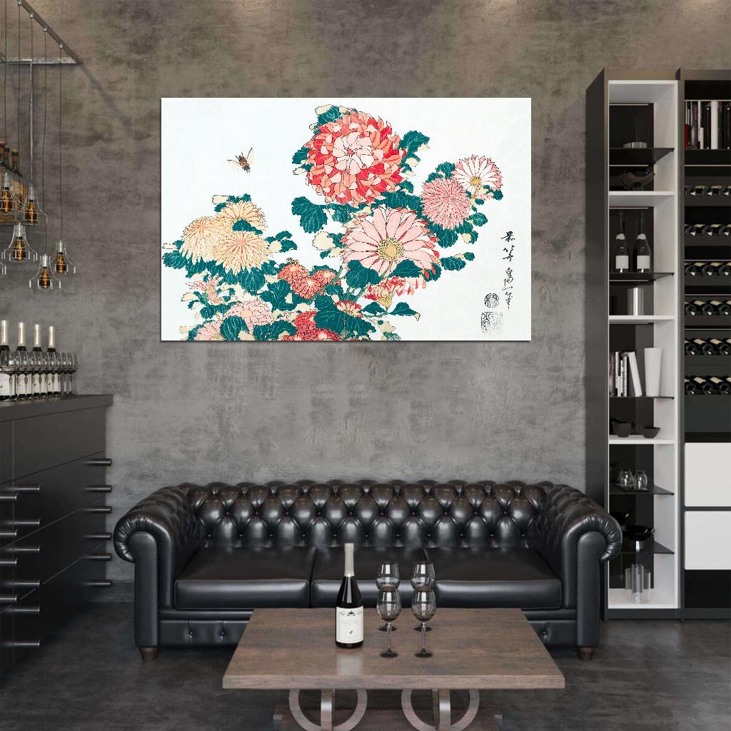 Flower Bloom Bee Japanese Traditional Poster