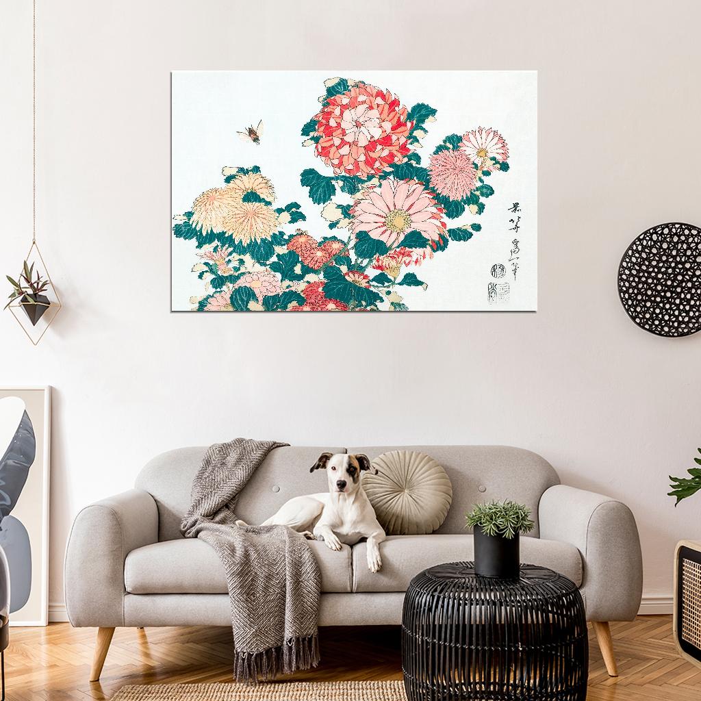 Flower Bloom Bee Japanese Traditional Poster