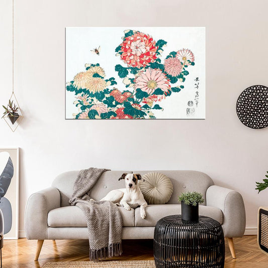 Flower Bloom Bee Japanese Traditional Poster - xonomax