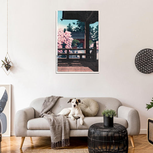 Temple Rain Sakura Bloom Japanese Traditional Poster - xonomax