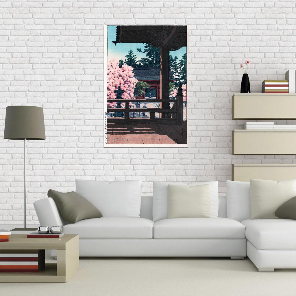 Temple Rain Sakura Bloom Japanese Traditional Poster - xonomax