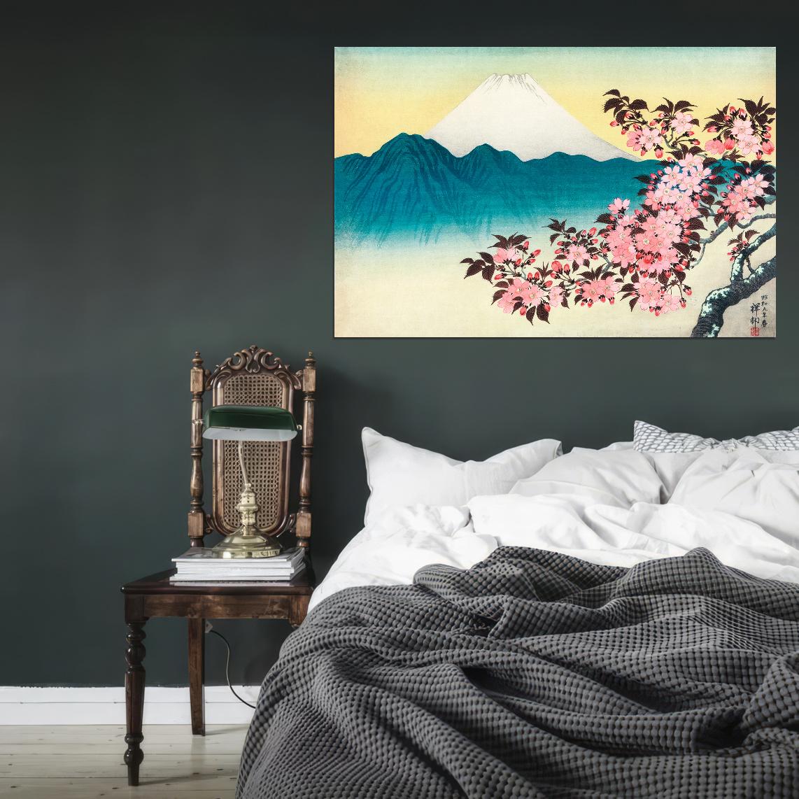 Mount Fuji Sakura Bloom Japanese Traditional Poster