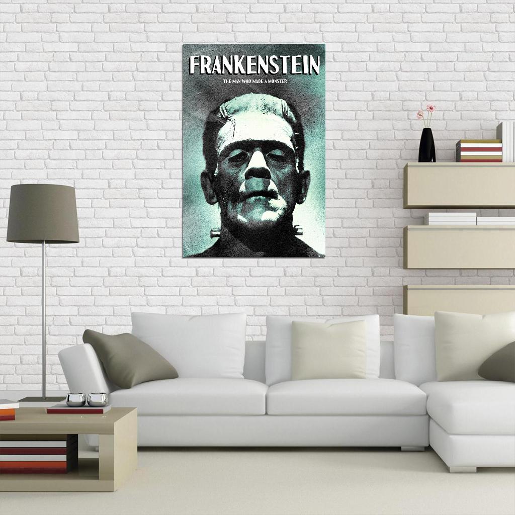 Frankenstein 1931 Zombie Horror Vintage Art Movie Poster
