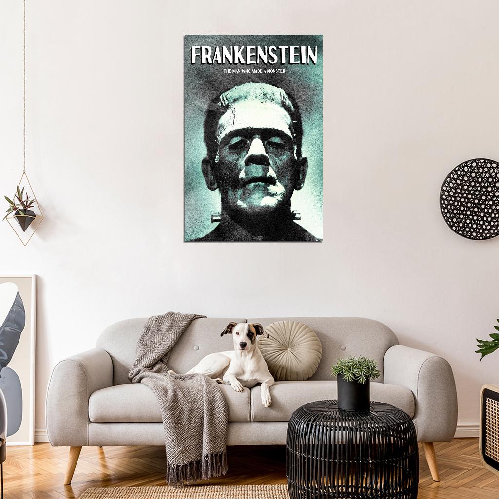 Frankenstein 1931 Zombie Horror Vintage Art Movie Poster